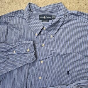 Polo Ralph Lauren Shirt Mens 3XB Button Down Blue Stripe Cotton Preppy Office